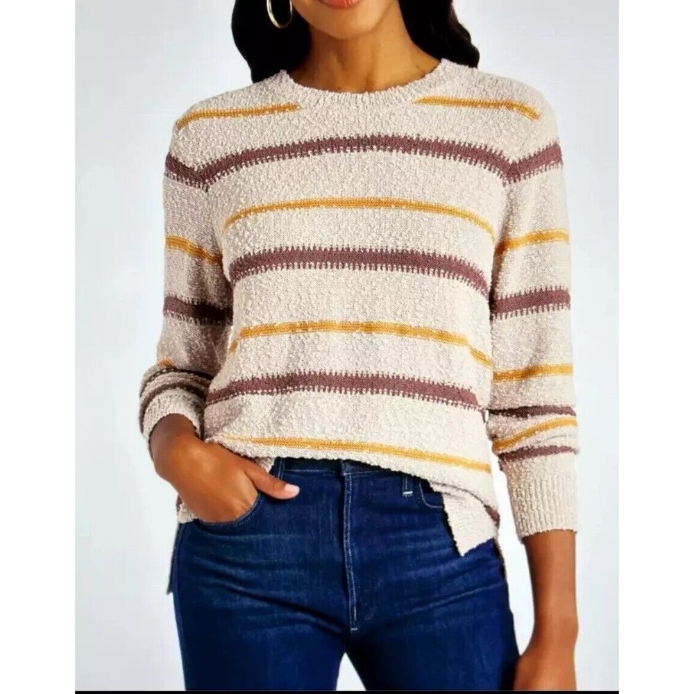 MASON & BELLE Stitch Fix Ellie Textured Sweater XXL Striped Cream Brown NWT B49